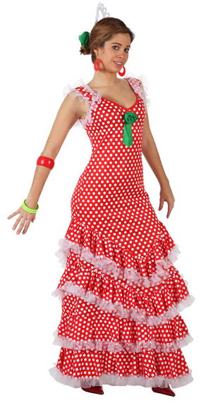 Déguisement Espagnols Enfant, Robe Féria à Gros Pois Rouge Pois Noir , Robe Pour Carnaval
