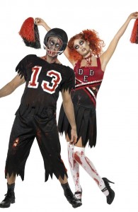 déguisement footballeur américain et pom-pom girl zombies