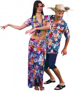 déguisement couple touristes hawaiens