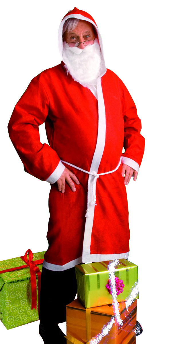 Déguisement de Père Noël Économique 9 Pièces pour Homme - Veste et Pantalon Rouges + Ceinture Noire + Chapeau de Père Noël + Barbe (X-Petit