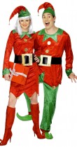 Déguisement couple d’elfes de Noël