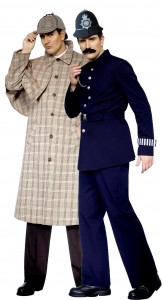 déguisement couple Sherlock Holmes et policier anglais
