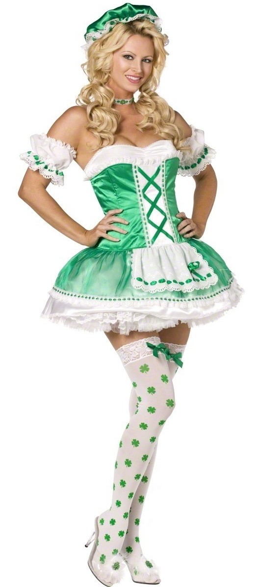 Tenue Saint-Patrick Femme - Combinaison Irlandaise Trèfle Vert Salopette Bretelles Réglables